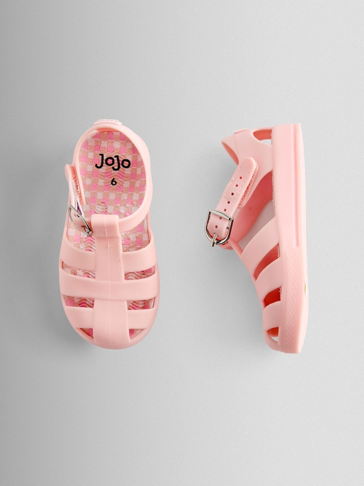 JoJo Maman Bébé Pink Gingham Jelly Sandals - Image 4 of 4