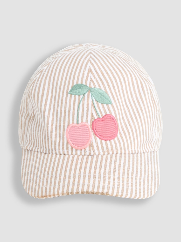 JoJo Maman Bébé Natural Cherry Embroidered Cap - Image 1 of 3