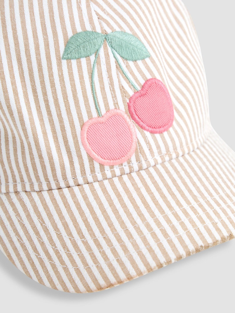 JoJo Maman Bébé Natural Cherry Embroidered Cap - Image 3 of 3