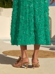 חום בהיר - Love & Roses Suede Floral Corsage Mid Stiletto Heel Occasion Sandals - תמונה 4 מתוך 4