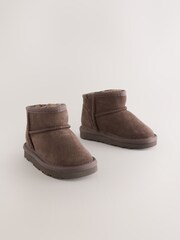 Chocolate Brown Water Repellent Standard Fit (F) Print Suede Pull On Boots - Image 1 of 5