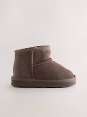 Chocolate Brown Water Repellent Standard Fit (F) Print Suede Pull On Boots - Image 2 of 5