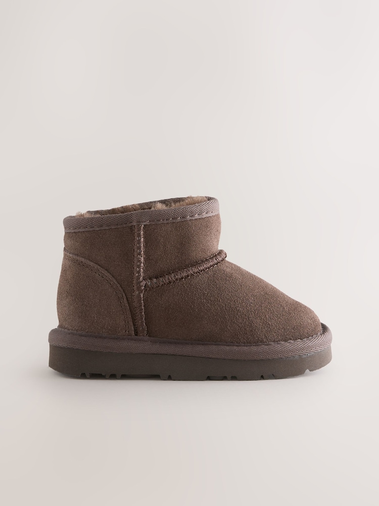 Chocolate Brown Water Repellent Standard Fit (F) Print Suede Pull On Boots - Image 2 of 5