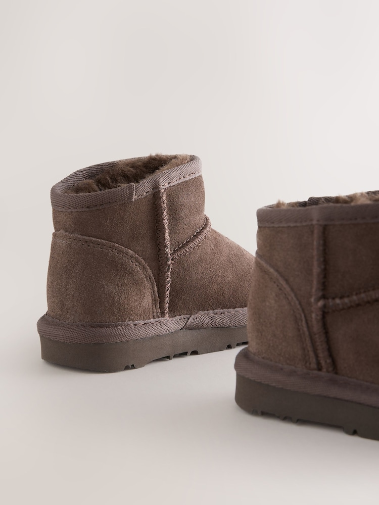 Chocolate Brown Water Repellent Standard Fit (F) Print Suede Pull On Boots - Image 5 of 5