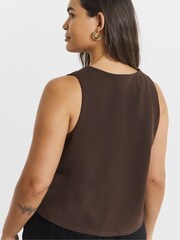 Simply Be Brown Scuba Crepe Longline Waistcoat - Image 2 of 4