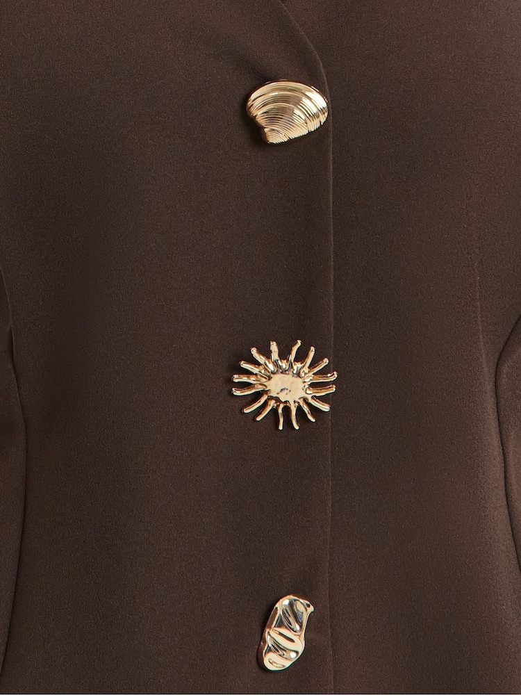 Simply Be Brown Scuba Crepe Longline Waistcoat - Image 4 of 4 Simply Be Brown Scuba Crepe Longline Waistcoat - Image 4 of 4