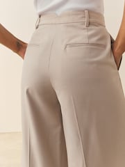 Nothing Ordinary Neutral Premium Tailored Wide Leg Trousers With Pleat Detail With Wool - Image 5 of 5
