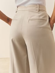 Nothing Ordinary Neutral Premium Tailored Wide Leg Trousers With Pleat Detail With Wool - Image 6 of 6