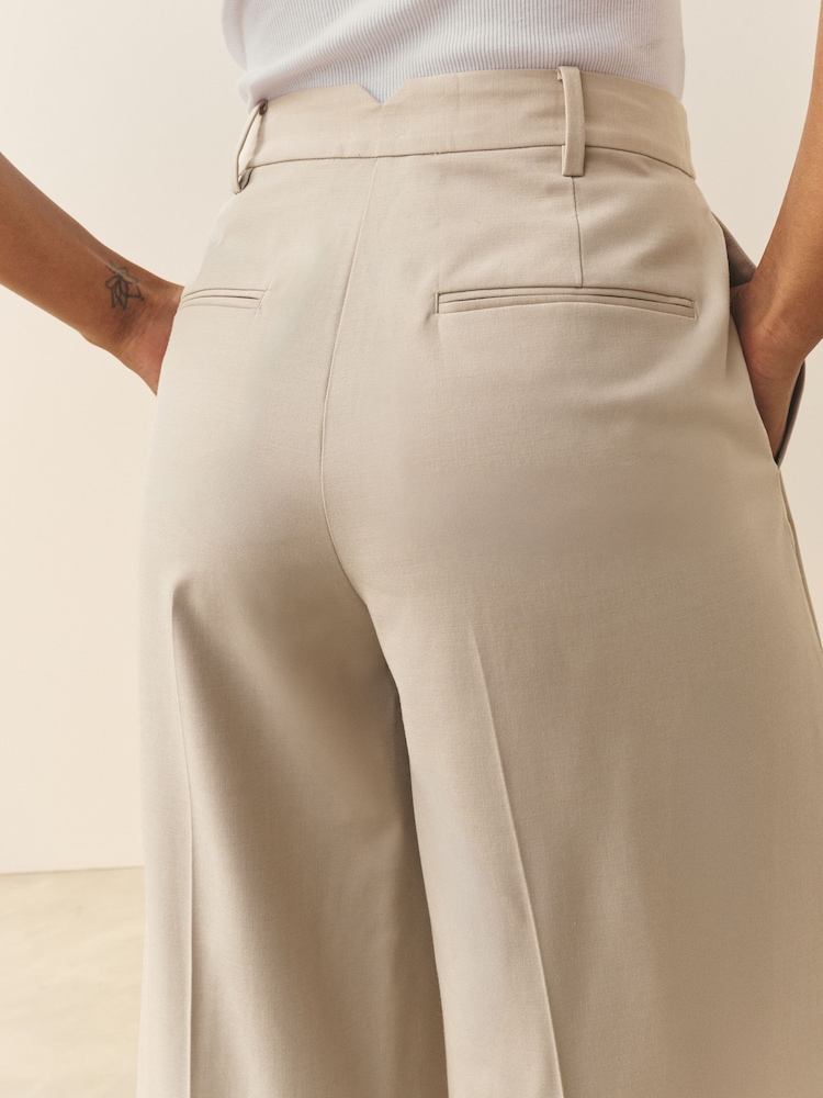 Nothing Ordinary Neutral Premium Tailored Wide Leg Trousers With Pleat Detail With Wool - Image 6 of 6 Nothing Ordinary Neutral Premium Tailored Wide Leg Trousers With Pleat Detail With Wool - Image 6 of 6