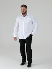 D555 White AIDEN Long Sleeve Easy Iron Classic Regular Shirt With Chest Pocket - Image 2 of 8