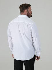 D555 White AIDEN Long Sleeve Easy Iron Classic Regular Shirt With Chest Pocket - Image 3 of 8