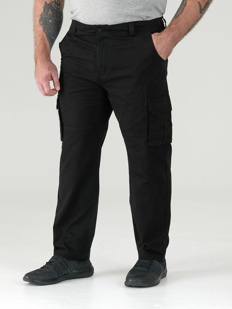 D555 Black ROBERT Peached And Washed Cotton Cargo Trousers - Image 1 of 11 D555 Black ROBERT Peached And Washed Cotton Cargo Trousers - Image 1 of 11