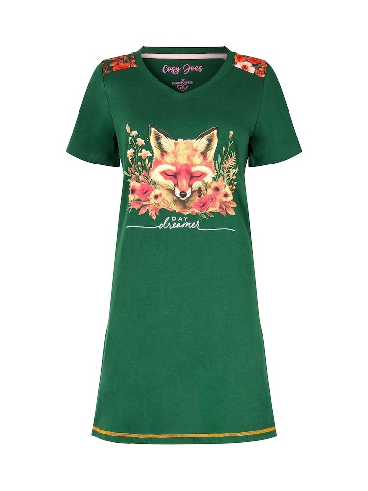 Joe Browns Green Fox Print Nightie - Image 5 of 5