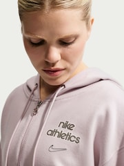 Nike Platinum Violet Bubble Hem Logo Graphic Full Zip Hoodie - Image 3 of 6