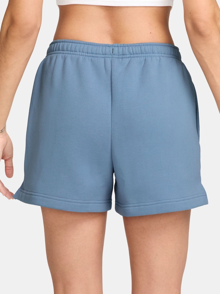 Nike Work Blue Studio Fleece Mid Rise Shorts - Image 2 of 4 Nike Work Blue Studio Fleece Mid Rise Shorts - Image 2 of 4