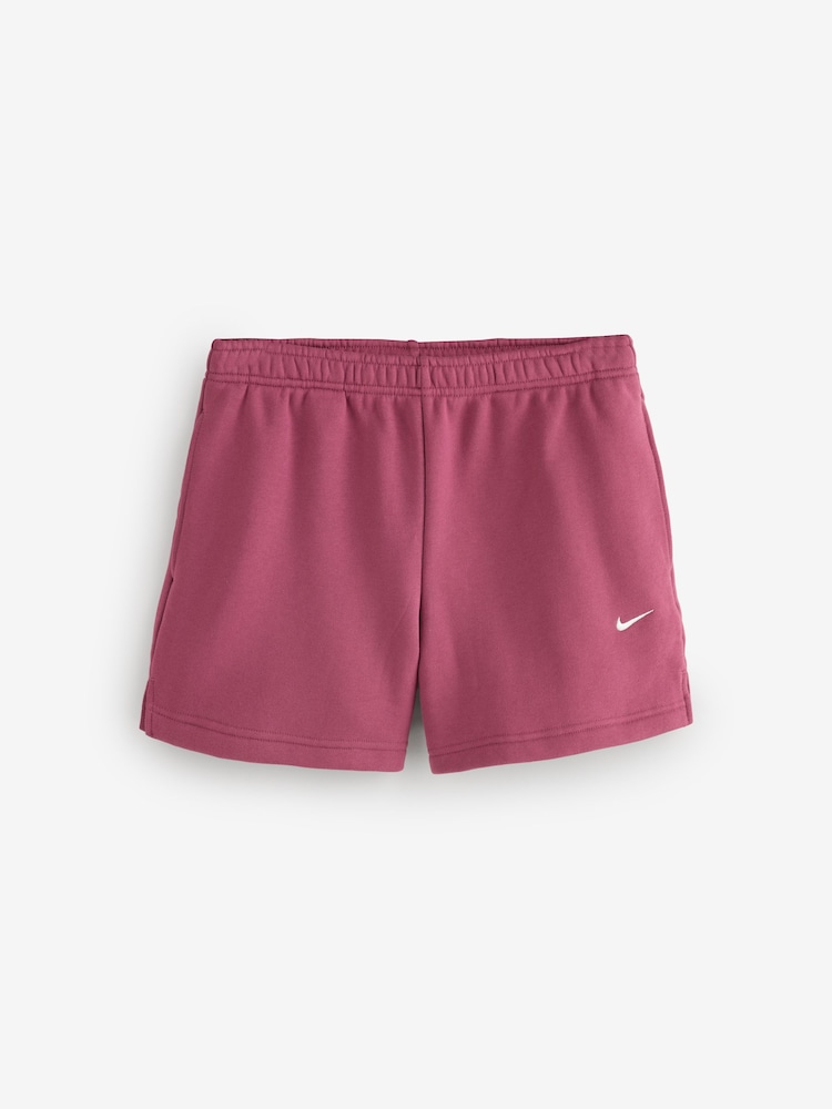 Nike Pink Smoke Studio Fleece Mid Rise Shorts - Image 1 of 1 Nike Pink Smoke Studio Fleece Mid Rise Shorts - Image 1 of 1