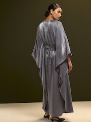 चारकोल blue - कफ्तान शिमर म्याक्सी ड्रेस - 8मध्ये 4 तस्बिर