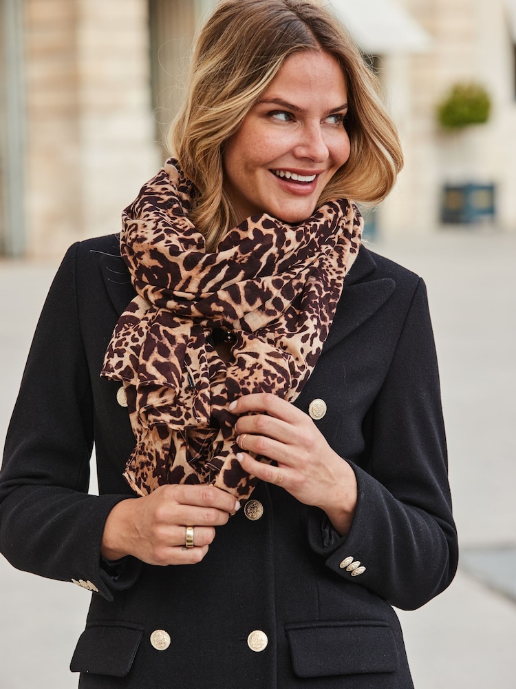 Sosandar Natural Animal Print Scarf - Image 3 of 3