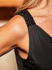 Sosandar Black Embellished Strap Vest Top - Image 5 of 5