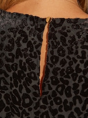 Sosandar Black Devoré Velvet Keyhole Detail Top - Image 5 of 5