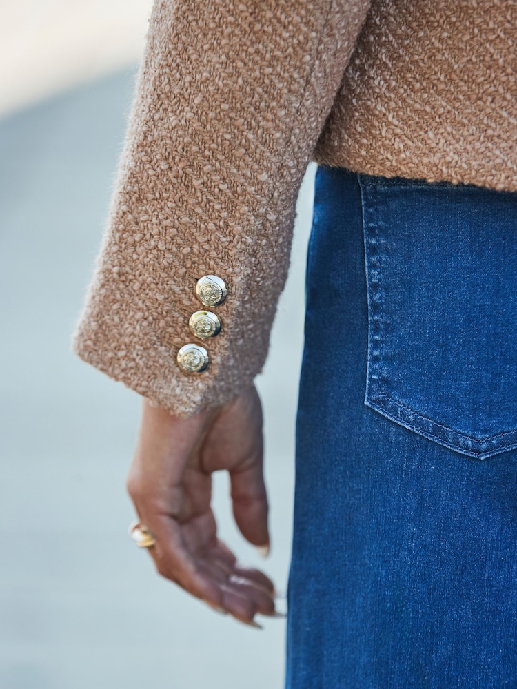 Sosandar Natural Boucle Jacket With Gold Buttons - Image 5 of 5 Sosandar Natural Boucle Jacket With Gold Buttons - Image 5 of 5