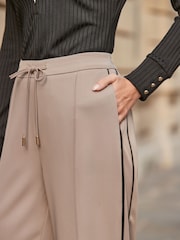 Sosandar Natural Side Stripe Wide Leg Trousers - Image 2 of 5