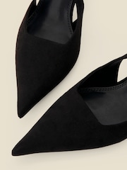 Sosandar Black Faux Suede Kitten Heel Slingback Court Shoes - Image 4 of 4