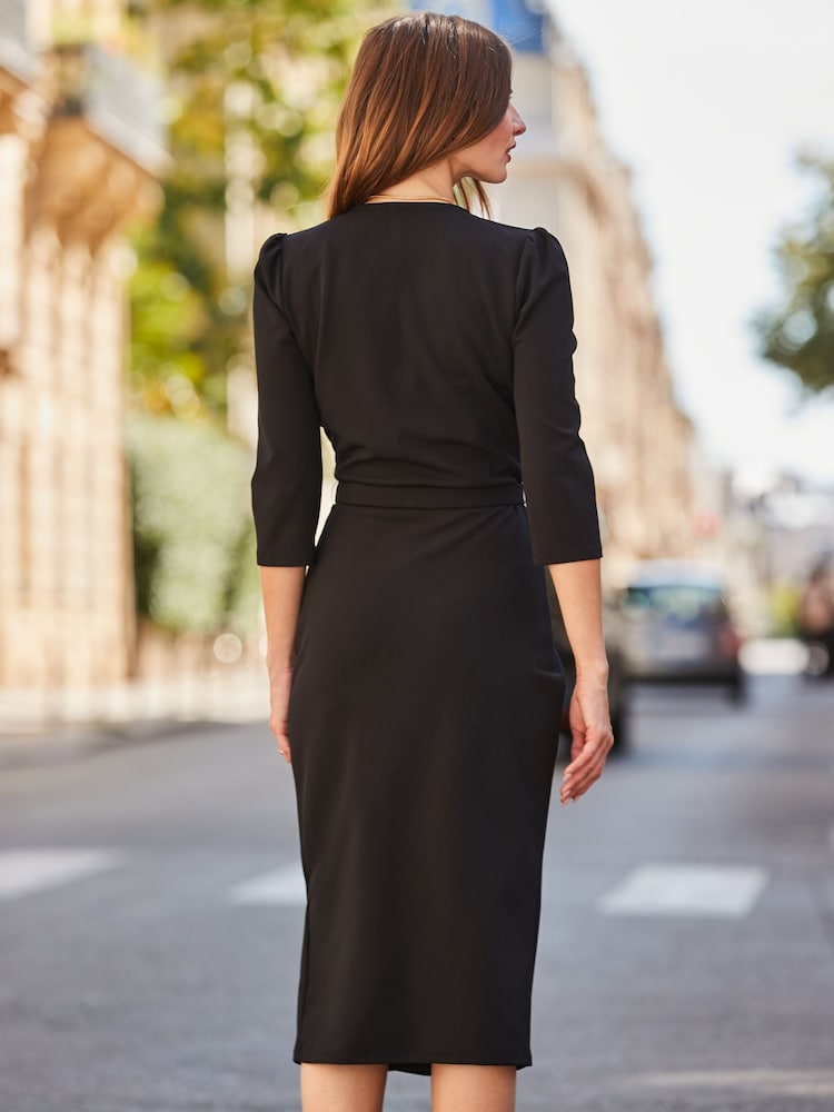 pink casual dress Sweet And Midi in Metro Navy Blue Suit type_Clothing COLOR:CHOCOLATE BROWN Casual Neckline