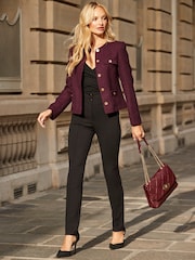 Sosandar Black Contour Waist Straight Leg Trousers - Image 1 of 5