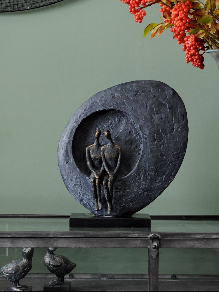 Libra Interiors Bronze Abstract Couple Sculpture - Image 1 of 2 Libra Interiors Bronze Abstract Couple Sculpture - Image 1 of 2