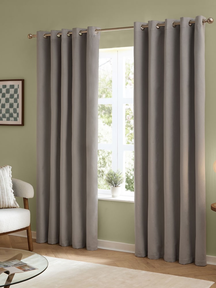 Furn Silver The Ultimate Velvet Eyelet Curtains - Image 1 of 5 Furn Silver The Ultimate Velvet Eyelet Curtains - Image 1 of 5