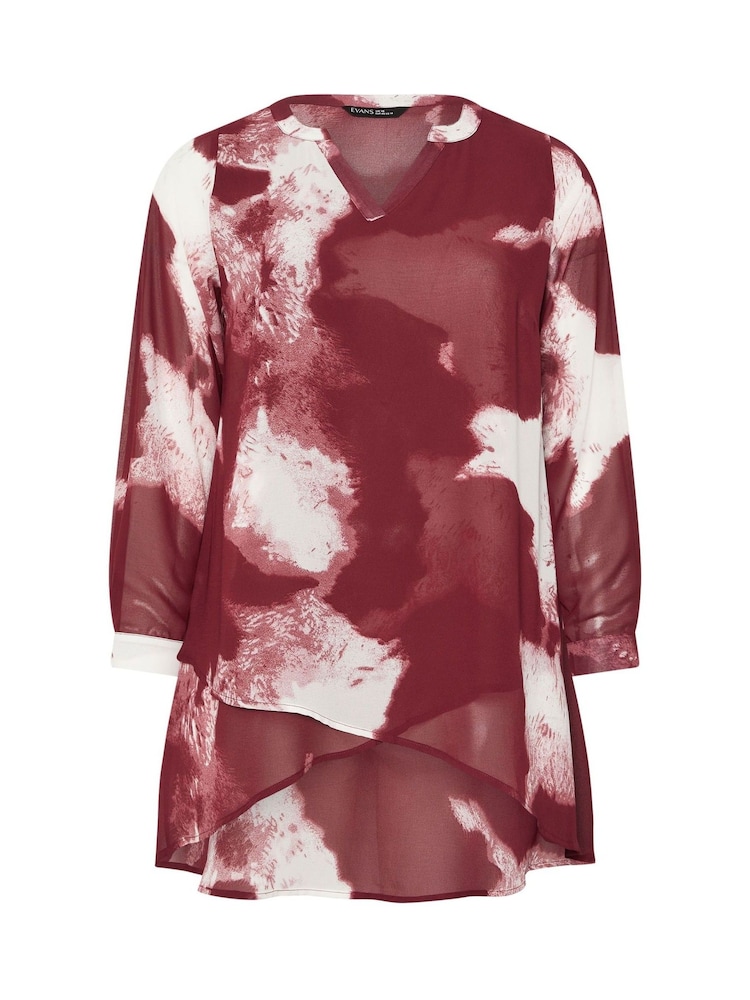 Evans Red Smudge Print Double Layer Blouse - Image 5 of 5 Evans Red Smudge Print Double Layer Blouse - Image 5 of 5