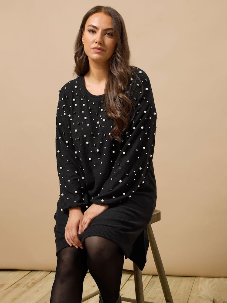 Evans Pearl Trim Dress - Image 2 of 5 Evans Pearl Trim Dress - Image 2 of 5