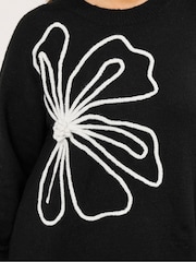 Evans Flower Applique Black Jumper - Image 4 of 5