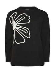Evans Flower Applique Black Jumper - Image 5 of 5