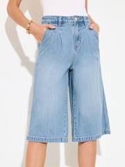 Friends Like These Mid Wash Petite Denim Pleated Jeans - Image 2 of 3
