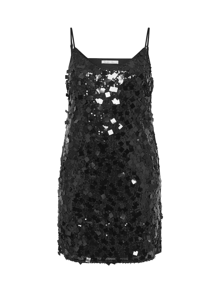 Yours Curve Black London Square Neck Sequin Slip Dress - Image 5 of 5 Yours Curve Black London Square Neck Sequin Slip Dress - Image 5 of 5