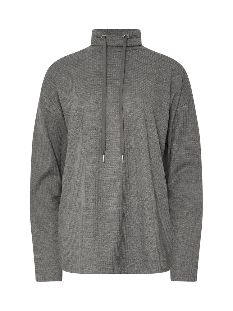 Long Tall Sally Grey Marl Waffle Cowl Neck Lounge Top - Image 5 of 5