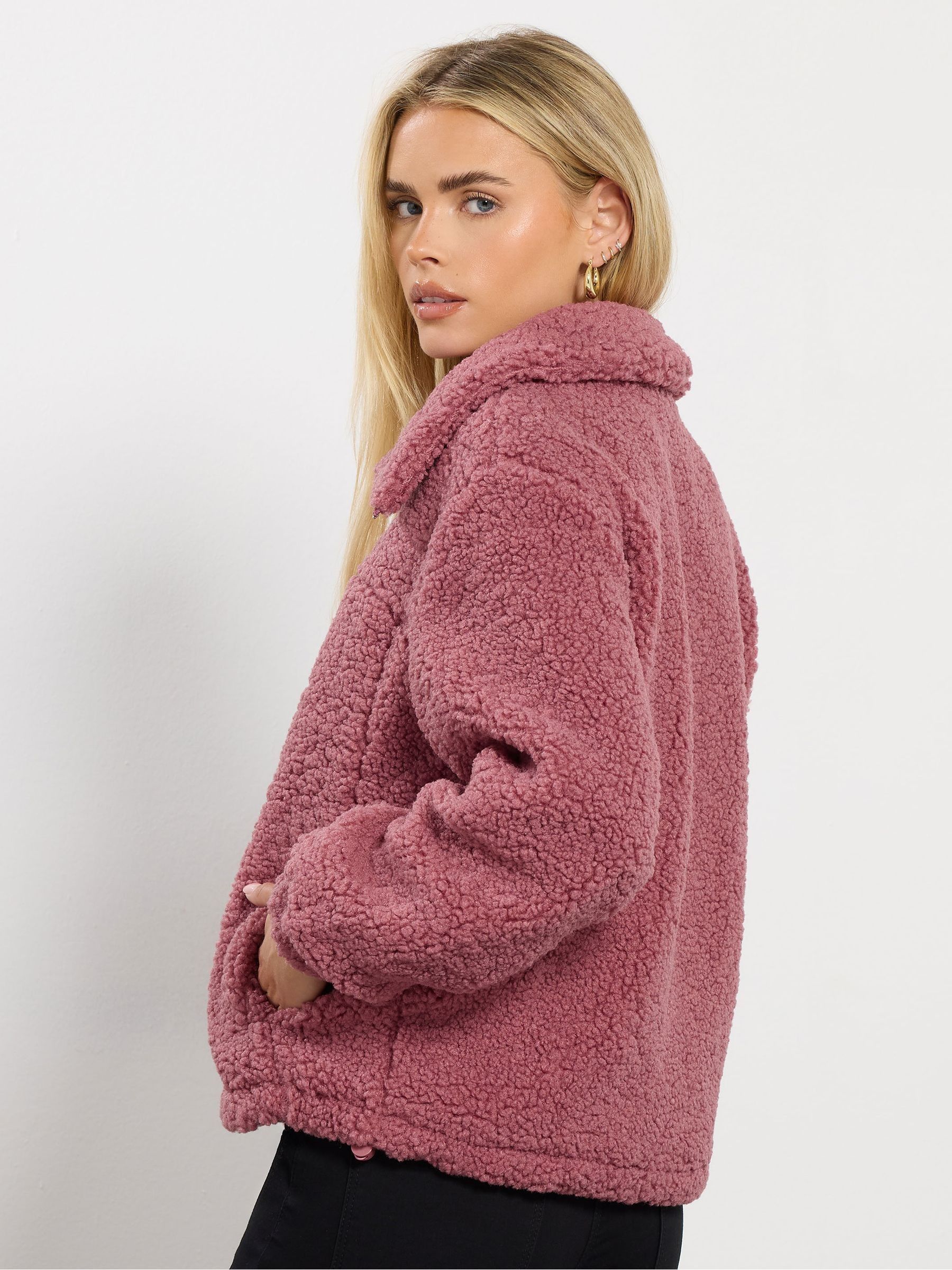 Buy M&Co Pink Petite Zip Through Borg Jacket from Next USA