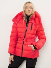 Long Tall Sally Red Padded Belted Coat - Image 1 of 5