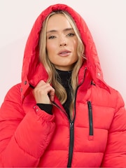 Long Tall Sally Red Padded Belted Coat - Image 2 of 5