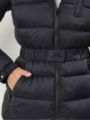 Long Tall Sally Black Padded Belted Coat - Image 5 of 6