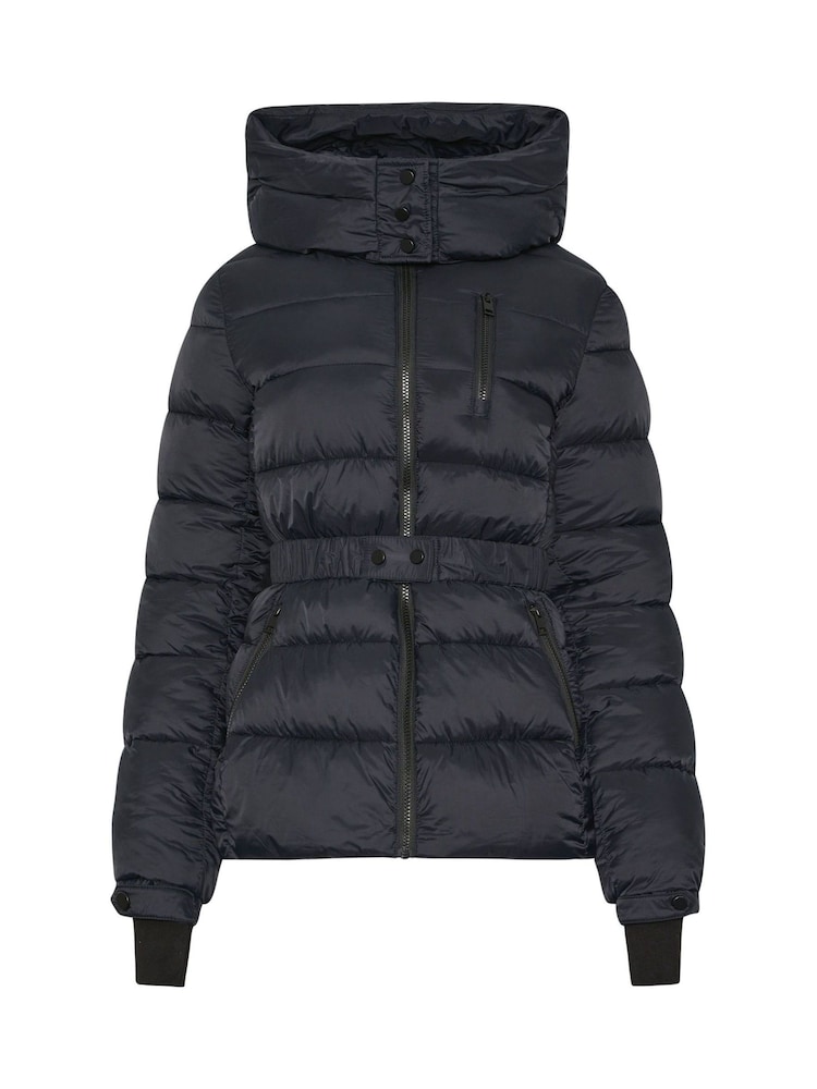 Long Tall Sally Black Padded Belted Coat - Image 6 of 6