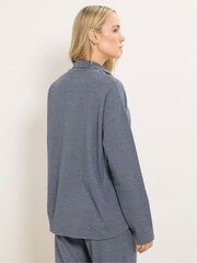 Long Tall Sally Blue Marl Waffle Cowl Neck Lounge Top - Image 3 of 5