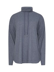 Long Tall Sally Blue Marl Waffle Cowl Neck Lounge Top - Image 5 of 5