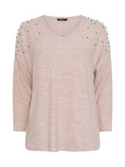 Yours Curve Pink Pearl Drop Shoulder Jumper - Image 5 of 5