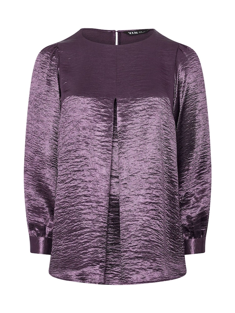 Yours Curve Purple Party Crushed Insert Blouse - Image 6 of 6