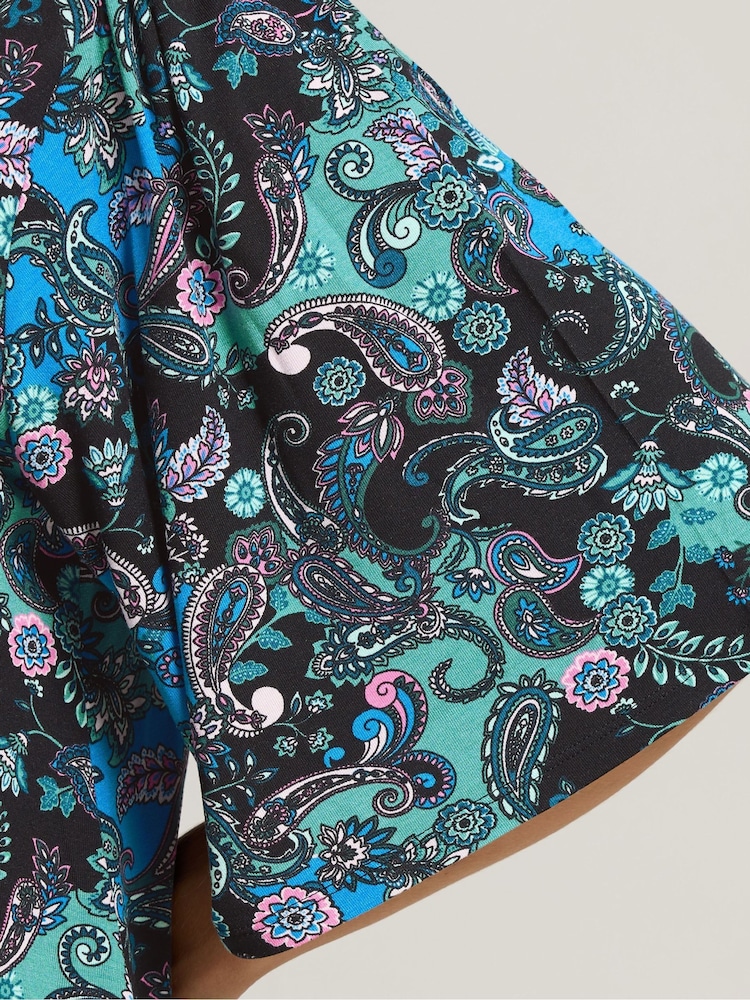 Yours Curve Blue Pleated Swing Top - Image 5 of 5 Yours Curve Blue Pleated Swing Top - Image 5 of 5