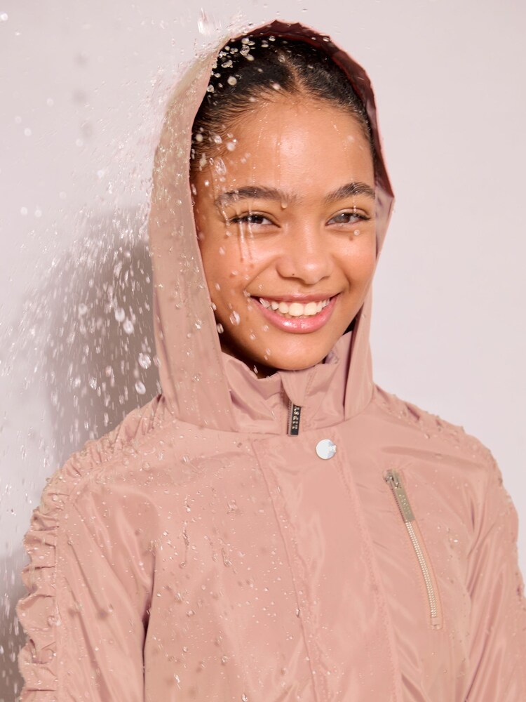 Lipsy Pink Shower Resistant Lightweight Ruched Raincoat (5-14yrs) - Image 2 of 5