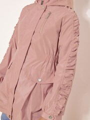 Lipsy Pink Shower Resistant Lightweight Ruched Raincoat (5-14yrs) - Image 3 of 5